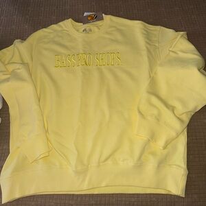 Bass Pro Shops butter yellow embroidered sweatshirt
